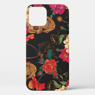 Schedelbloemen: naadloze donkere achtergrond. Case-Mate iPhone case