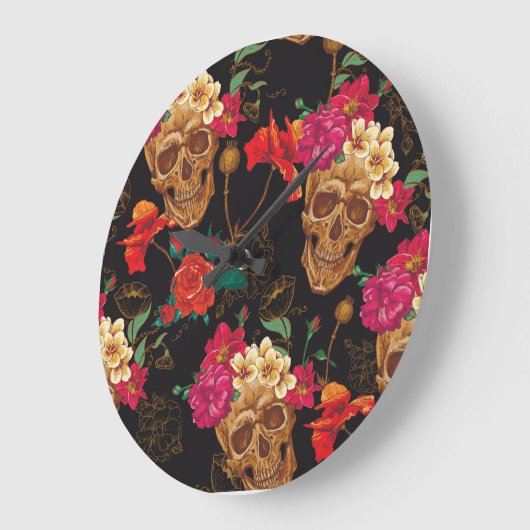 Schedelbloemen: naadloze donkere achtergrond. grote klok (Hoek)