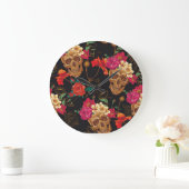 Schedelbloemen: naadloze donkere achtergrond. grote klok (Huis)