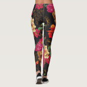 Schedelbloemen: naadloze donkere achtergrond. leggings (Achterkant)