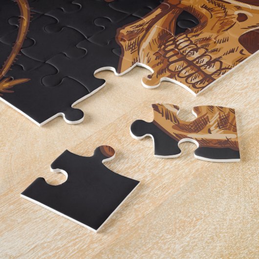 Schedelbloemen: naadloze donkere achtergrond. legpuzzel (Zijkant)