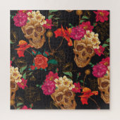 Schedelbloemen: naadloze donkere achtergrond. legpuzzel (Verticaal)