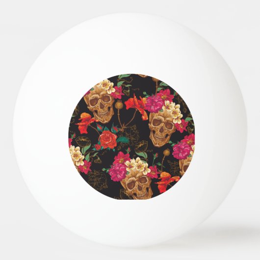 Schedelbloemen: naadloze donkere achtergrond. pingpongbal (Voorkant)