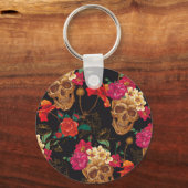 Schedelbloemen: naadloze donkere achtergrond. sleutelhanger (Achterkant)