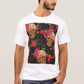 Schedelbloemen: naadloze donkere achtergrond. t-shirt (Voorkant)