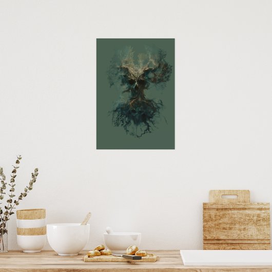 Schedelboom Surreal Donkere Natuur Poster (Keuken)