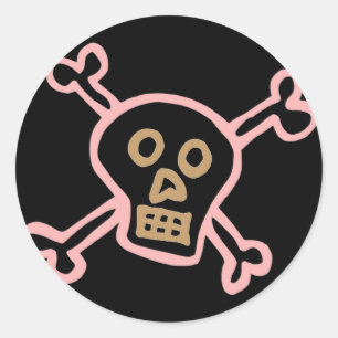 Schedelcute graffiti met schedel en gekruiste bott ronde sticker