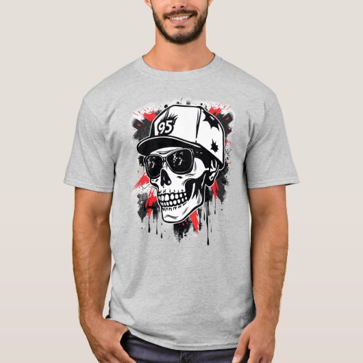Schedeldesign met stedelijke stijl t-shirt (Voorkant)
