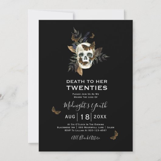 Schedeldood aan haar twintiger 30ste verjaardag kaart (Voorkant)