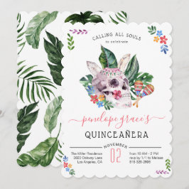 Schedeldood Dag van de Doden Quinceañera Kaart