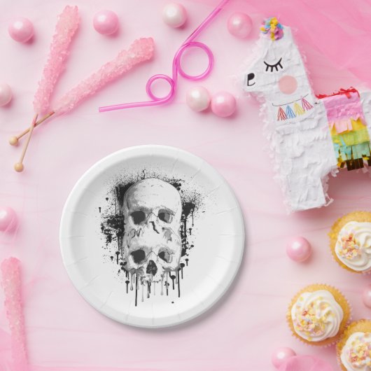 Schedeldruppel Zwarte Inkt Grafisch Feest Papieren Bordje (Feest)