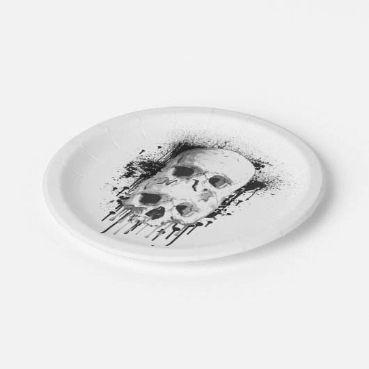 Schedeldruppel Zwarte Inkt Grafisch Feest Papieren Bordje (Gekanteld)