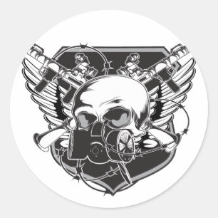 schedelgasmasker ronde sticker