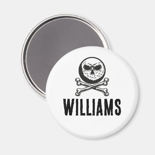 Schedelgolfbal met Kruisbeenderen en Eigen Naam Magneet (Voorkant / Achterkant)