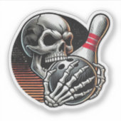 Schedelgrijpende Bowlingbal Sticker (Voorkant)