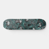 Schedelheks Floral | Dark Gothic Midnight Blauwgro Persoonlijk Skateboard (Horizontaal)