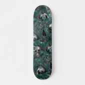 Schedelheks Floral | Dark Gothic Midnight Blauwgro Persoonlijk Skateboard (Voorkant)