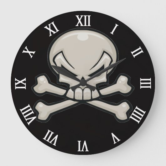 schedelhoofd met dwarsbeenderen grote klok (Voorkant)