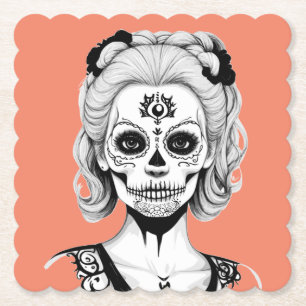 Schedelhoofdvrouw Kartonnen Onderzetters