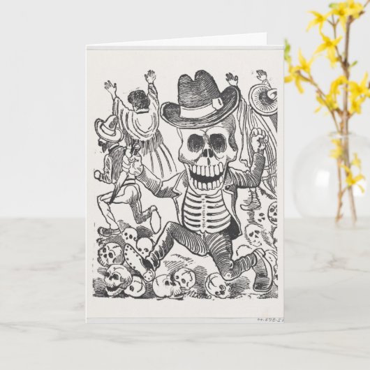 Schedelinktekening Halloween wenskaart Kaart (Gele Bloem)