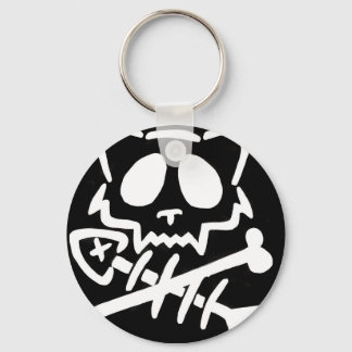 Schedelkat met gekruiste botten sleutelhanger