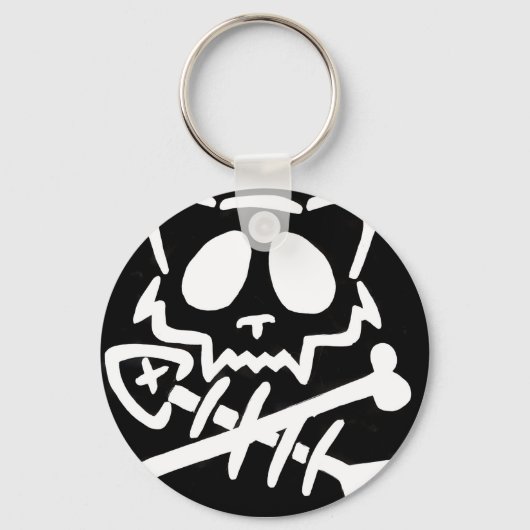 Schedelkat met gekruiste botten sleutelhanger (Voorkant)