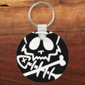 Schedelkat met gekruiste botten sleutelhanger (Achterkant)