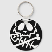 Schedelkat met gekruiste botten sleutelhanger (Achterkant)