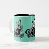 Schedelkat Tweekleurige Koffiemok (Voorkant links)