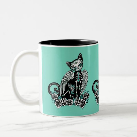 Schedelkat Tweekleurige Koffiemok (Links)