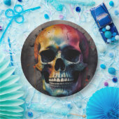 Schedelkleurig hoofd papieren bordje (Feest)