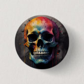 Schedelkleurig hoofd ronde button 3,2 cm (Voorkant)