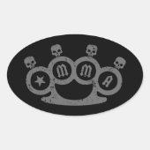 Schedelknokkels Ovale Sticker (Voorkant)