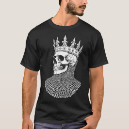 Schedelkoning Kroon Chainmail Gotische Lijnkunst T-shirt