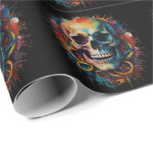 Schedelkop met meerkleurige verfspatten cadeaupapier (Rol Hoek)