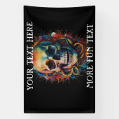 Schedelkop met meerkleurige verfspatten spandoek (Verticaal)