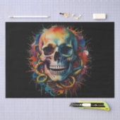 Schedelkop met meerkleurige verfspatten tissuepapier (Craft)