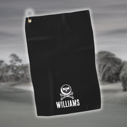 Schedelnaam Golfbal En Kruisbeenderen Golfhanddoek