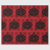 Schedelornament Rood en Zwart Cadeaupapier (Vlak)