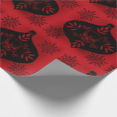 Schedelornament Rood en Zwart Cadeaupapier (Hoek)