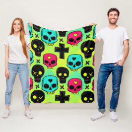 Schedelpatroon fleece deken