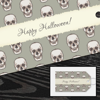Schedelpatroon Gothic Horror Pixel Art Cadeaulabel