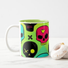 Schedelpatroon koffiemok tweekleurige koffiemok