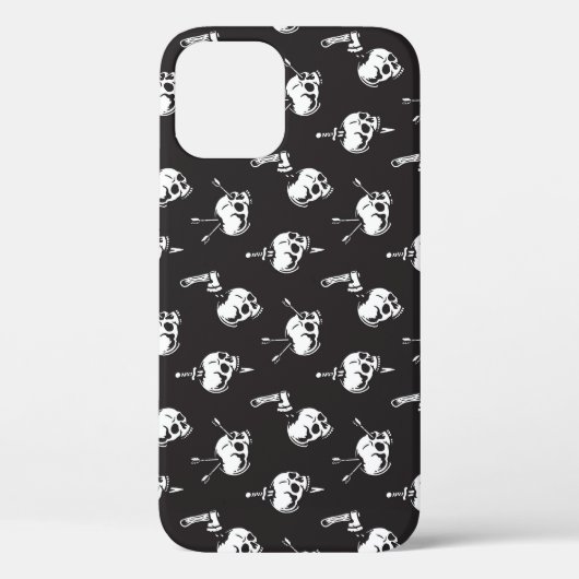 Schedelpatroon met wapens: donkere achtergrond. Case-Mate iPhone case (Achterkant)