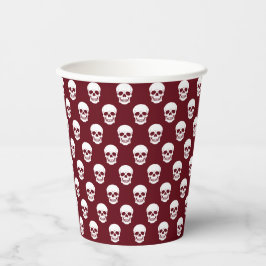 Schedelpatroon op rode Bourgogne Modern Halloween Papieren Bekers