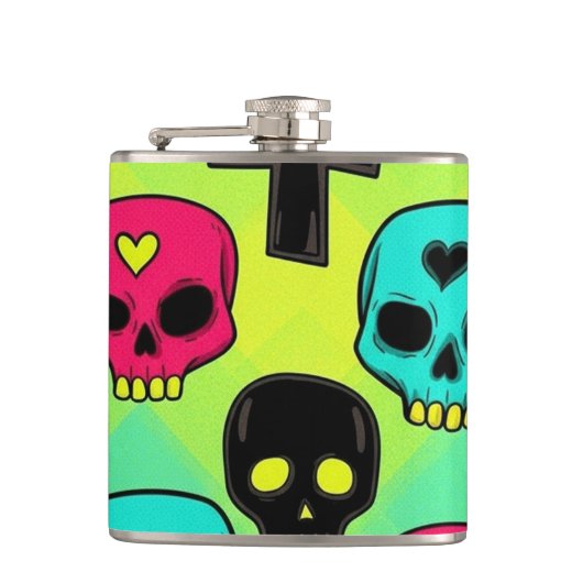 Schedelpatroonfles Heupfles (Voorkant)