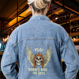 Schedelpiloot geboren om de lucht te berijden, coo denim jacket