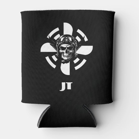 Schedelpiloot & Vliegtuigpropeller, minimalistisch Blikjeskoeler (Voorkant)