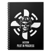 Schedelpiloot & Vliegtuigpropeller, minimalistisch Notitieboek (Voorkant)