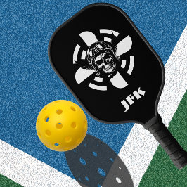 Schedelpiloot & Vliegtuigpropeller, minimalistisch Pickleball Paddle